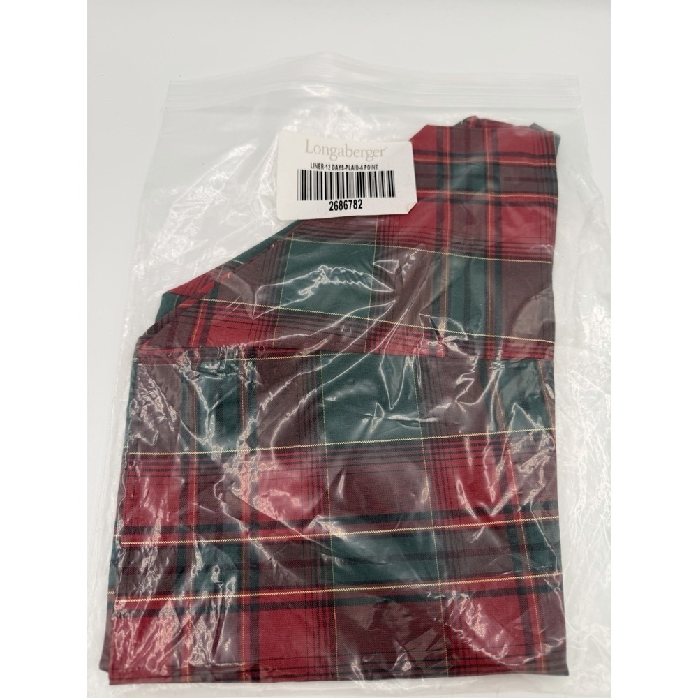 🎄 Longaberger 2000 Hostess 12 Days of Christmas Basket Liner ONLY–Holiday Plaid